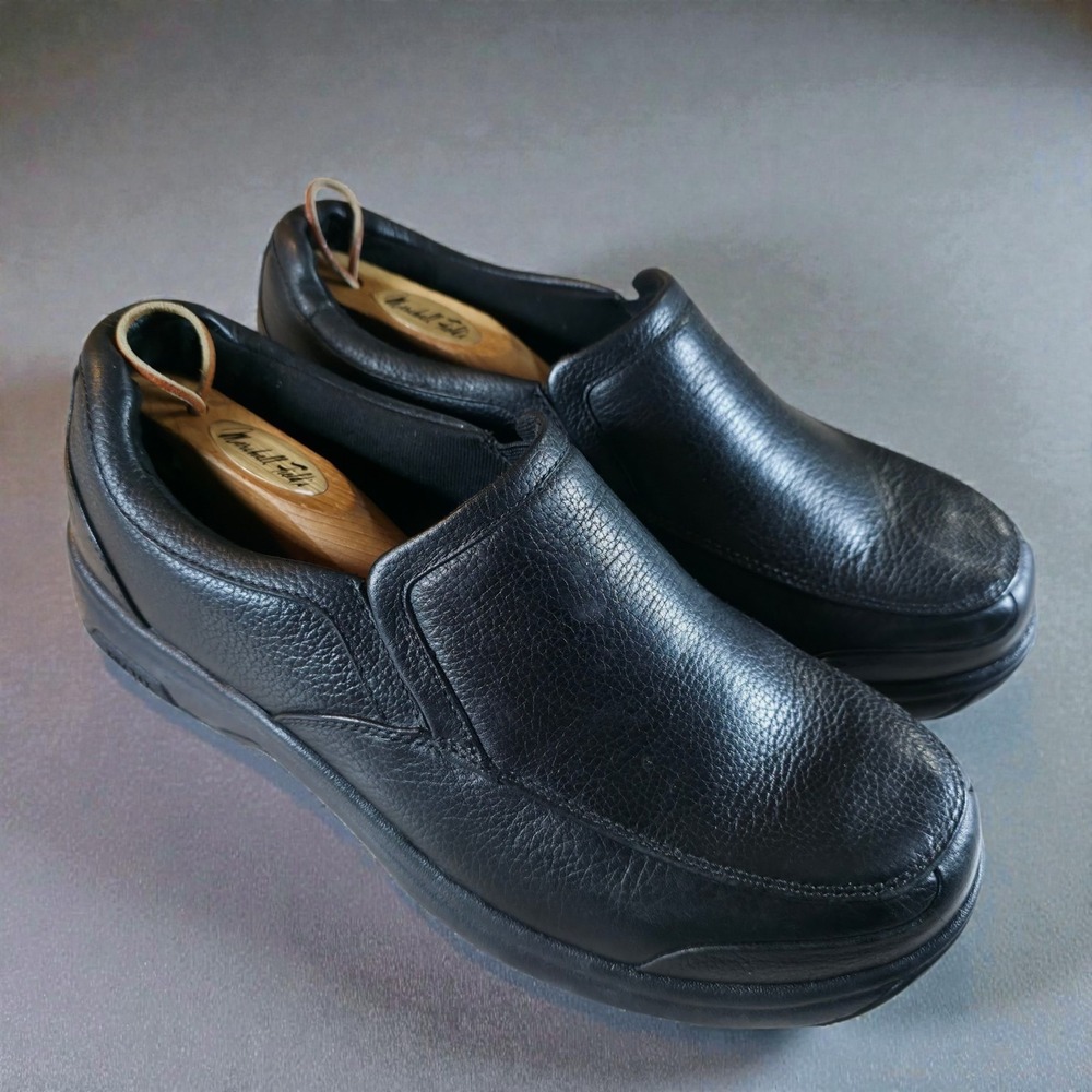 Mens Size 11.5 6E Dunham Battery Park Slip On Loafer Black Leather Comfort Shoes